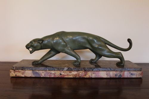 Art Deco Bronze Panther by S Melani
