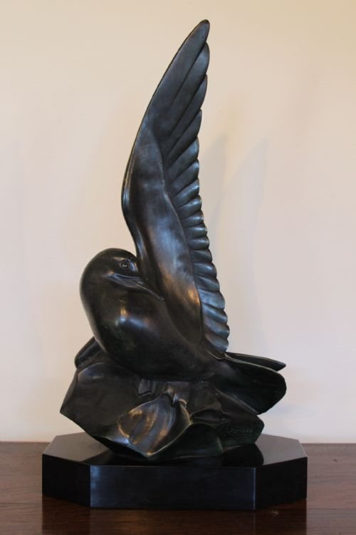 Art Deco Bronze Seabird by I Rochard
