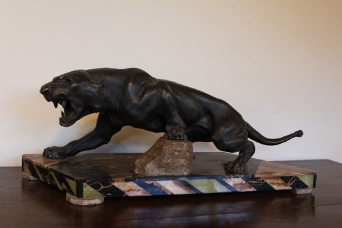 Art Deco Spelter Tiger