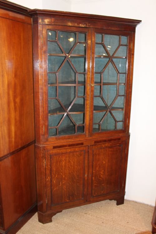 Georgian Oak 2 Part Corner Cupboard