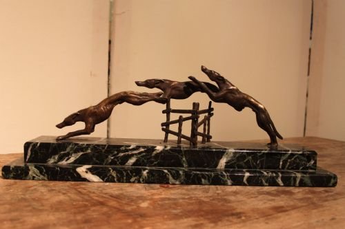 Art Deco Bronze Greyhound Group