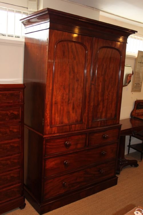 Victorian Mahogany Linen Press