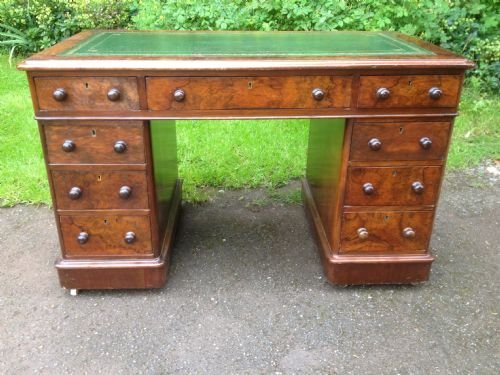 Desk Walnut Pedestal C1880