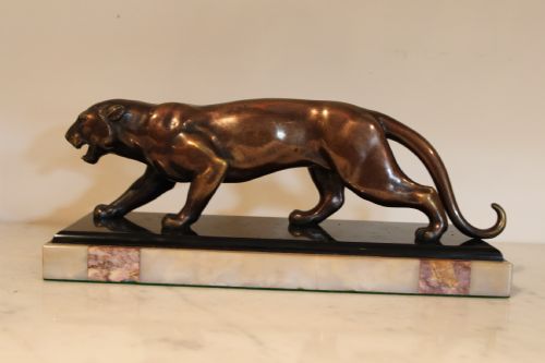 Art Deco Bronze Panther by a Soleau