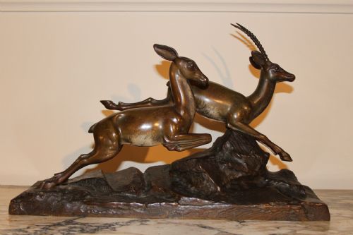 Art Deco Bronze Antelope