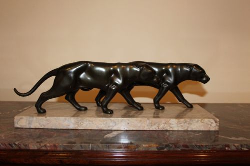 Art Deco Spelter Panthers