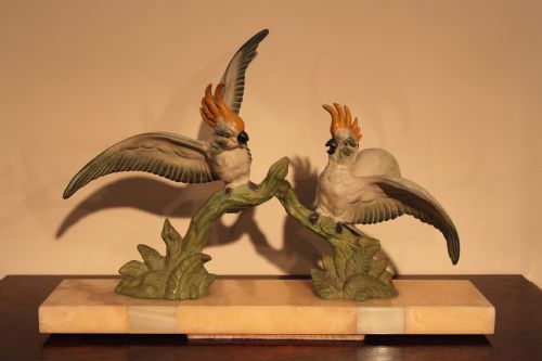 Art Deco Spelter Figure or Parakeets