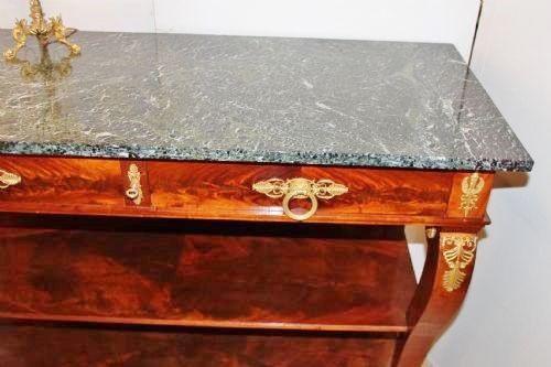 fig 1. 19TH CENTURY MAHOGANY AND MARBLE TOPPED CONSOLE TABLE