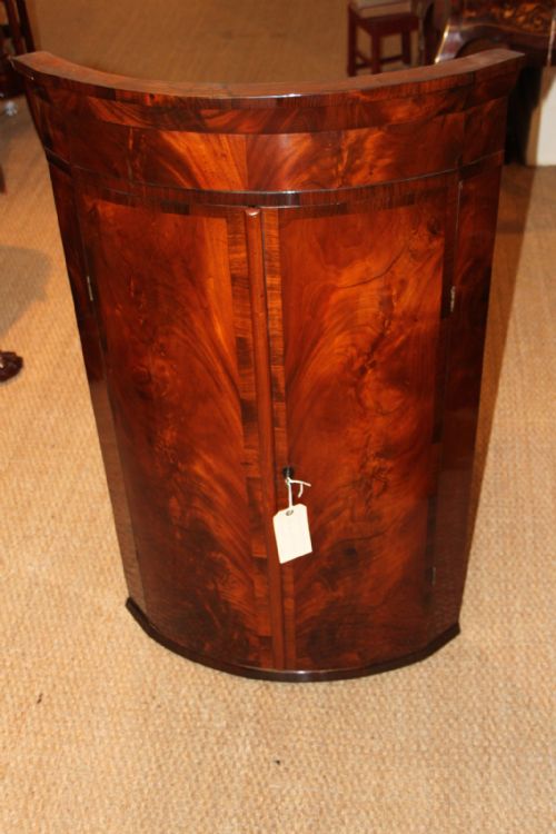 Georgian Mahogany Bowfronted Corner Cupboard