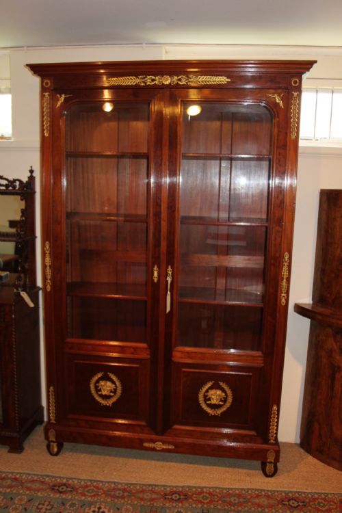 Empire Style Mahogany and Ormolu Mounted 2 Door Bookcase
