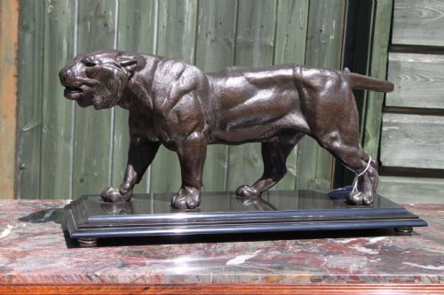 Spelter Lion on Slate Base