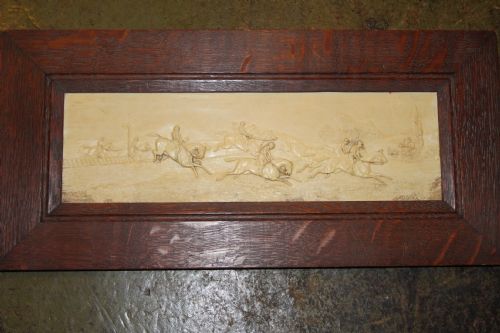 Victorian Ivorine Plaque of Horse Racing