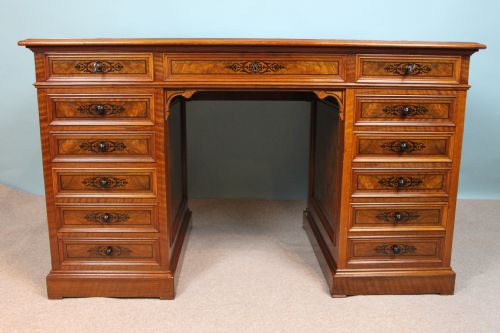 Victorian Walnut Pedestal Desk