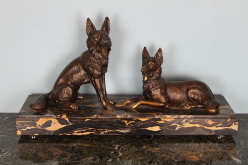 Pair of Bronze Dogs