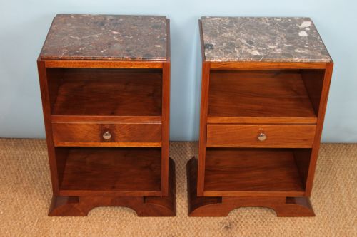 Pair of Art Deco Walnut Bedside Cabinets