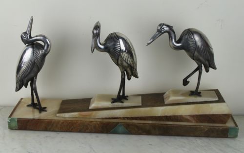 Art Deco Spleter Group of Storks