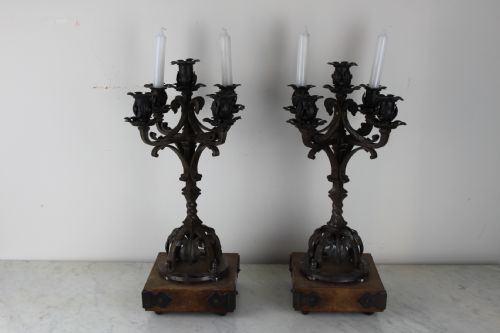Pair of Gothic Style Candlesticks