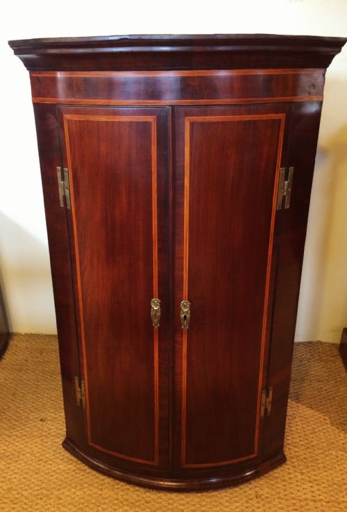 Georgian Mahogany Bow Fronted Corner Cupboard