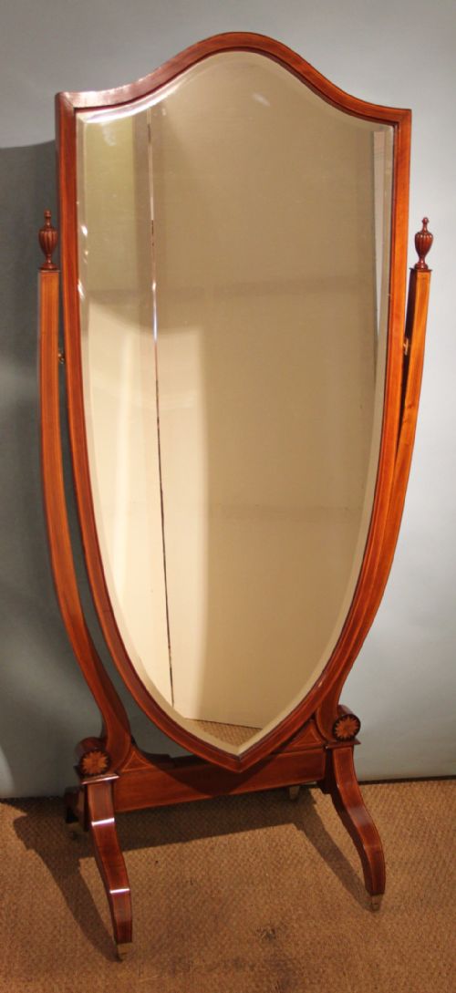 Edwardian Shield Shaped Cheval Mirror