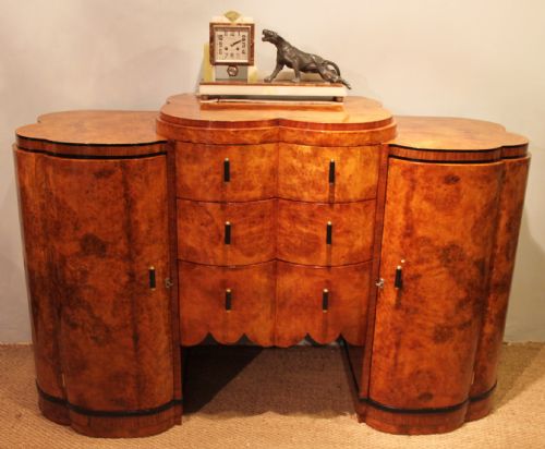 Art Deco Burr Walnut Cloud Sideboard