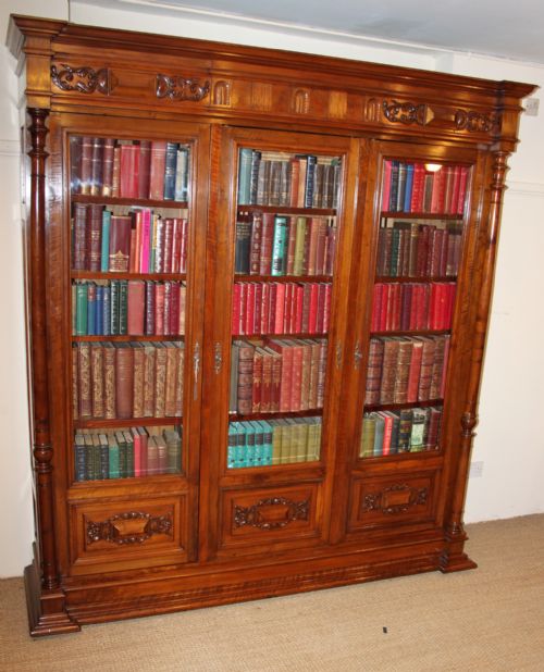 19th Century 3 Door Walnut Bookcase