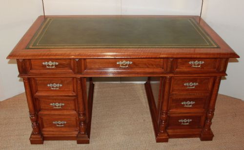Large Walnut Pedestal Desk / Writing Desk