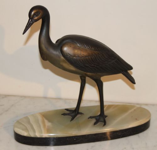 Art Deco Spelter Crane