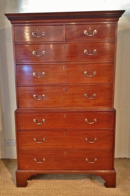 fig 1. GEORGIAN MAHOGANY CHEST ON CHEST / TALLBOY