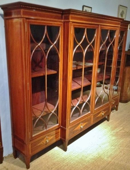 fig 1. SUPERB C19 MAHOGANY BREAKFRONT BOOKCASE