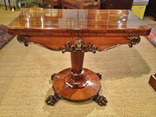 Superb Mid C19 Rosewood Card Table
