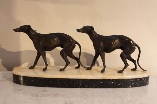 Art Deco Spelter Greyhounds