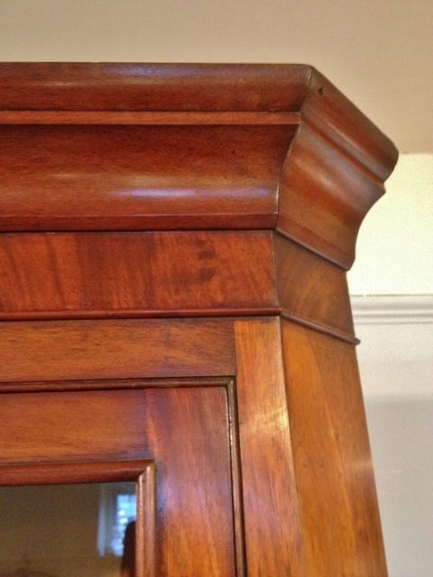 fig 1. Beautiful antique mahogany corner cabinet