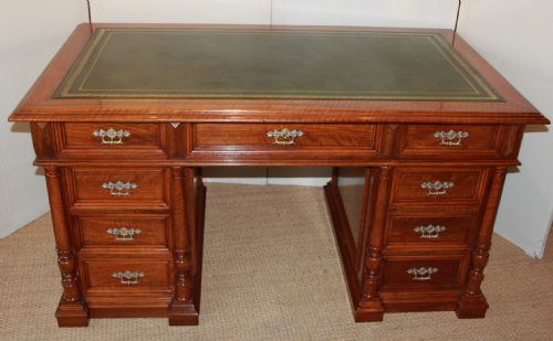 Large Walnut Pedestal Desk