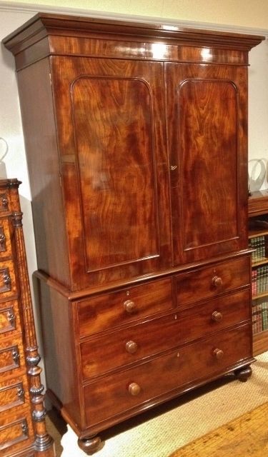 19th Century Mahogany Linen Press
