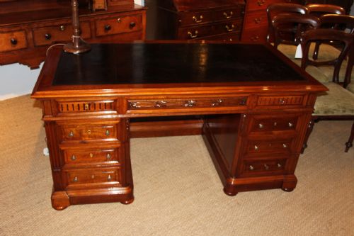 Large Walnut Pedestal Desk