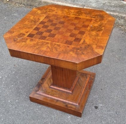Superb Art Deco Walnut Chess Table