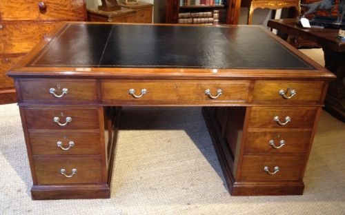 fig 1. LARGE ANTIQUE WALNUT PARTNERS DESK C1910