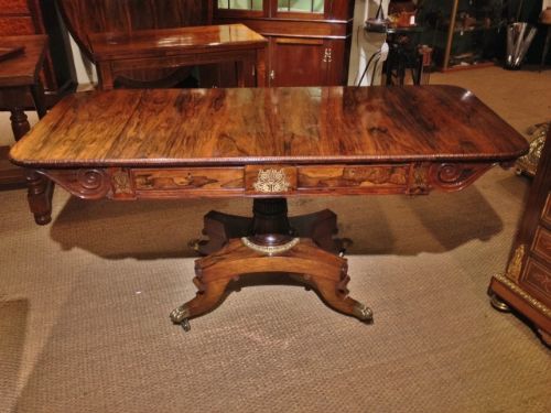 Rosewood Sofa Table with Brass Inlay C 1840