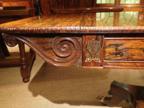 fig 1. ROSEWOOD SOFA TABLE WITH BRASS INLAY C 1840