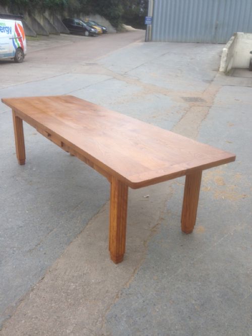 Large Art Deco Elm Farmhouse Table
