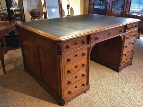 Partners Desk in Oak with 22 Drawers. C 1880