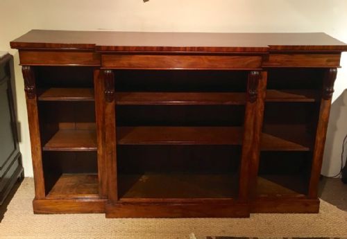 Mahogany Break Front Bookcase