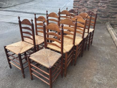 fig 1. antique dining chairs x 10. C 1920