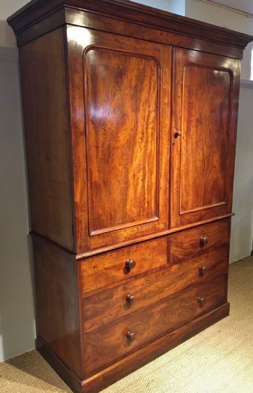 fig 1. LINEN PRESS, MAHOGANY. C 1860
