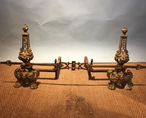 Pair of Brass Firedogs