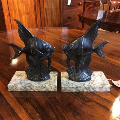 Art Deco Bookends of Angel Fish
