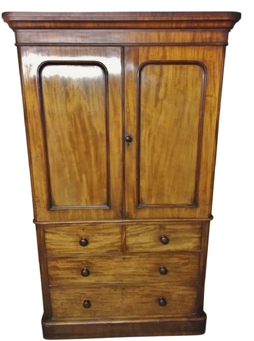 Antique Mahogany Linen Press C 1860