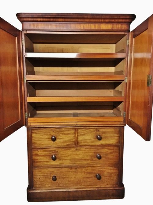 fig 1. Antique Mahogany Linen Press C 1860