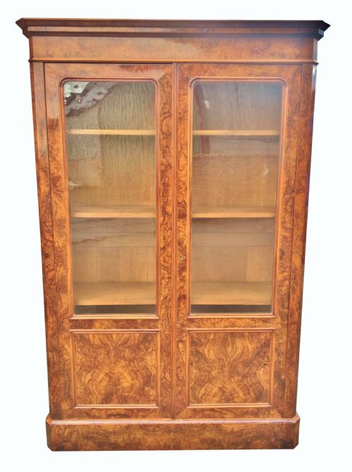 Bookcase, Figured Walnut. C 1870