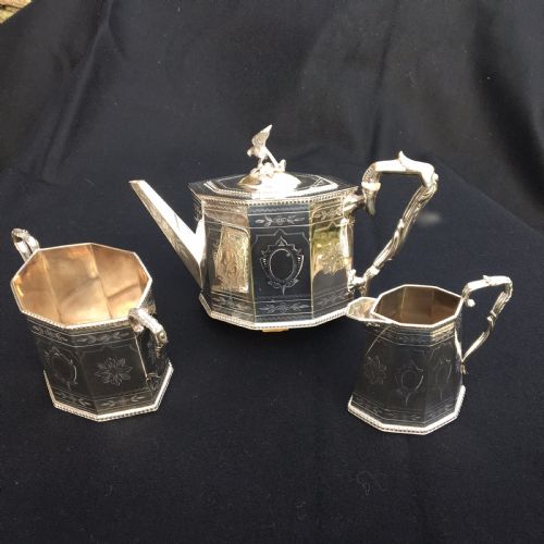 fig 1. SILVER PLATED TEA SERVICE. ENGLISH C 1890